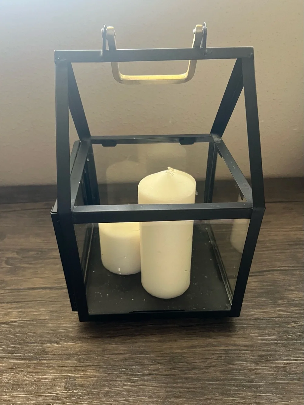 Hearth & Hand Black Metal and Gold-Accent Glass Lantern